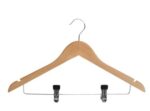 Cherry Wood Normal Cloth Hanger With 2 Clips dmrc 0008 natural clr