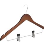 Cherry Wood Normal Cloth Hanger With 2 Clips dmrc 0008 natural clr
