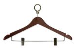 Dark Brown Anti-Theft Cloth Hanger With 2 Clips