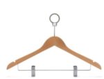 HANGER WITH MULTIPURPOSE CLIPS -WHITE SIZE 44.5cm CHERRY WOOD