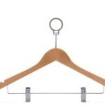 light Brown Anti-Theft Cloth Hanger With 2 Clip