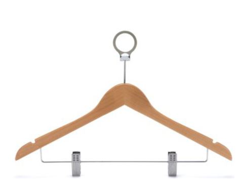 HANGER WITH MULTIPURPOSE CLIPS -WHITE SIZE 44.5cm CHERRY WOOD
