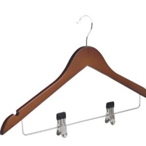 Cherry Wood Normal Cloth Hanger With 2 Clips