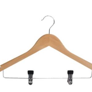 Cherry Wood Normal Cloth Hanger With 2 Clips dmrc 0008 natural clr