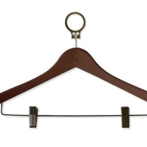 Dark Brown Anti-Theft Cloth Hanger With 2 Clips