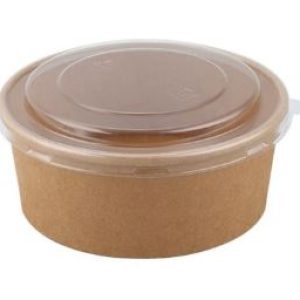 PAPER CONTAINER BROWN WITH PET LID | PACK OF 500